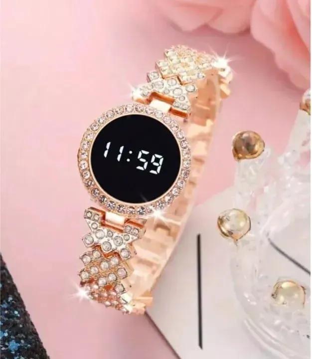 Women Digital Watch with Crystal Strap and Touch Screen
