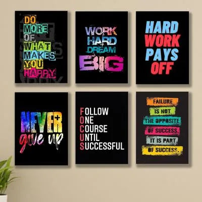 Set of 6 Motivational Wall Art Frames for Home Office