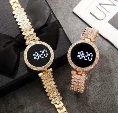 Women Digital Watch with Crystal Strap and Touch Screen
