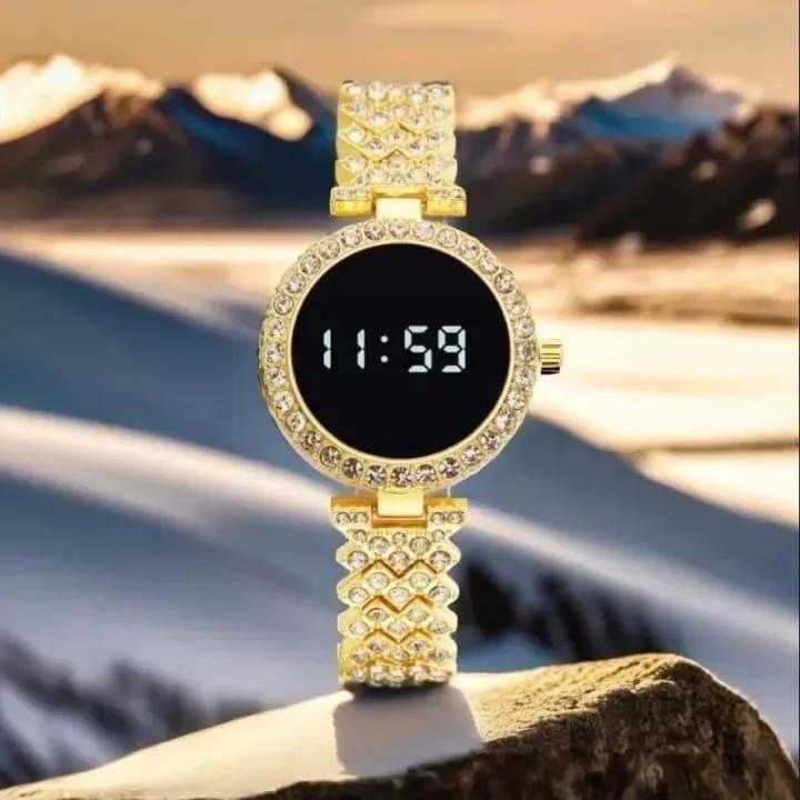 Women Digital Watch with Crystal Strap and Touch Screen