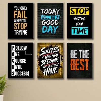 Set of 6 Motivational Wall Art Frames for Home Office