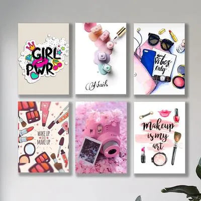 6-Piece Makeup Wall Art Set for Girls Room Decor
